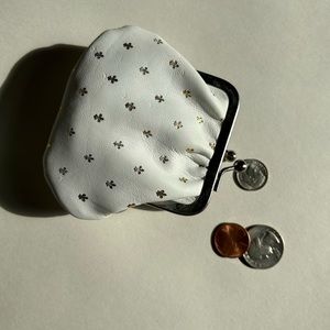 NEW - White Italian Leather Coin Purse / Change purse